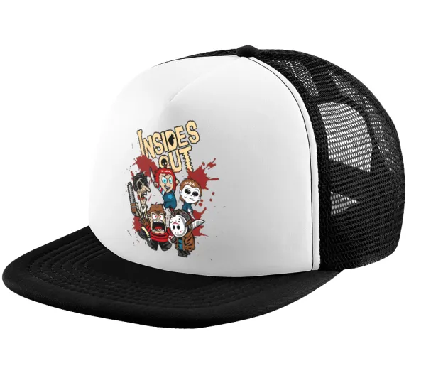 Halloween Inside out — Καπέλο παιδικό Soft Trucker με Δίχτυ ΜΑΥΡΟ/ΛΕΥΚΟ (POLYESTER, ΠΑΙΔΙΚΟ, ONE SIZE)