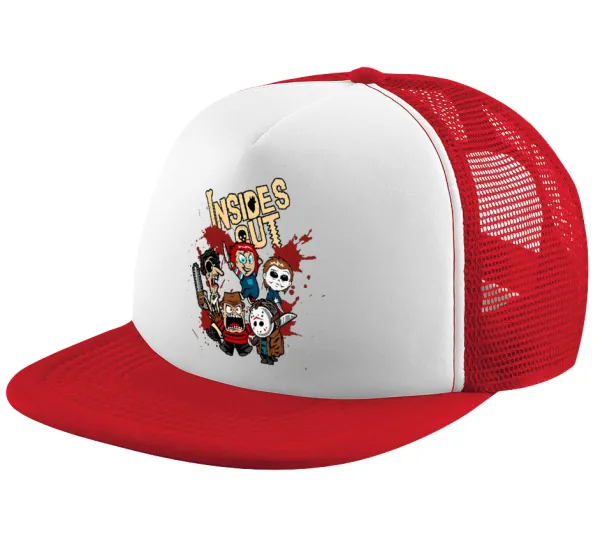 Halloween Inside out — Καπέλο παιδικό Soft Trucker με Δίχτυ ΚΟΚΚΙΝΟ/ΛΕΥΚΟ (POLYESTER, ΠΑΙΔΙΚΟ, ONE SIZE)