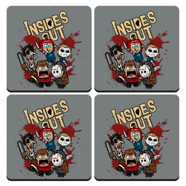 Halloween Inside out — Σουβέρ ξύλινα τετράγωνα (9cm)