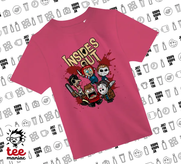 Halloween Inside out — ΡΟΖ παιδικό T-Shirt από 100% βαμβάκι, για κάθε μέρα. Vegan & OEKO-TEX πιστοποιημένο.