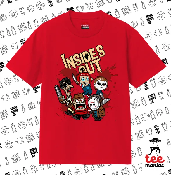 Halloween Inside out — ΚΟΚΚΙΝΟ Κλασικό T-Shirt, διπλής ραφής, χωρίς πλευρικές ραφές από 100% βαμβάκι. Vegan & OEKO-TEX πιστοποιημένο.