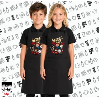 Halloween Inside out, Μαύρη ΠΑΙΔΙΚΗ Ποδιά μακριά Σεφ ολόσωμη με τσέπες