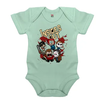 Halloween Inside out, Βρεφικό φορμάκι μωρού, 0-18 μηνών, mint (Μέντα), 100% Organic Cotton, κοντομάνικο