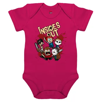 Halloween Inside out, Βρεφικό φορμάκι μωρού, 0-18 μηνών, ΡΟΖ, 100% Organic Cotton, κοντομάνικο