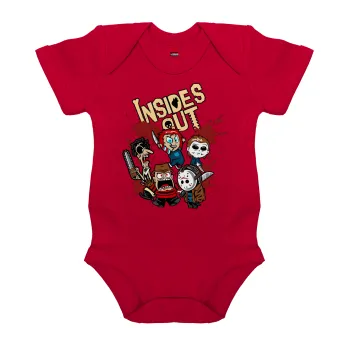 Halloween Inside out, Βρεφικό φορμάκι μωρού, ΚΟΚΚΙΝΟ, 100% Organic Cotton, κοντομάνικο