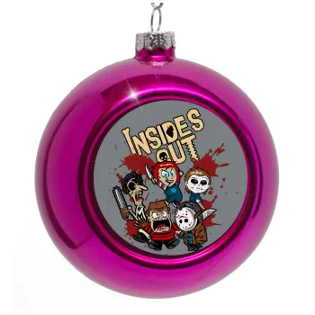 Halloween Inside out, Στολίδι Χριστουγεννιάτικη μπάλα δένδρου Μωβ 8cm