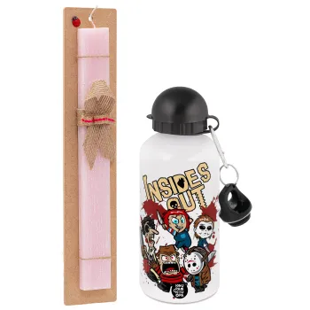 Halloween Inside out, Easter Set, metallic aluminum bottle (500ml) & aromatic flat Easter candle (30cm) (PINK)