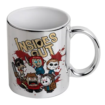 Halloween Inside out, Κούπα κεραμική, ασημένια καθρέπτης, 330ml