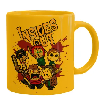 Halloween Inside out, Ceramic coffee mug yellow, 330ml