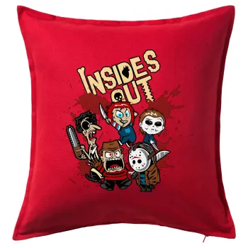 Halloween Inside out, Μαξιλάρι καναπέ Κόκκινο 100% βαμβάκι, περιέχεται το γέμισμα (50x50cm)