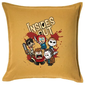 Halloween Inside out, Μαξιλάρι καναπέ Κίτρινο 100% βαμβάκι, περιέχεται το γέμισμα (50x50cm)
