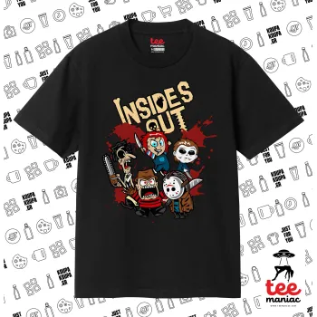 Halloween Inside out, Κλασικό T-Shirt, διπλής ραφής, χωρίς πλευρικές ραφές ΜΑΥΡΟ από 100% βαμβάκι. Vegan & OEKO-TEX πιστοποιημένο.