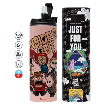 Halloween Inside out, Tumbler stainless steel PINK 600ml