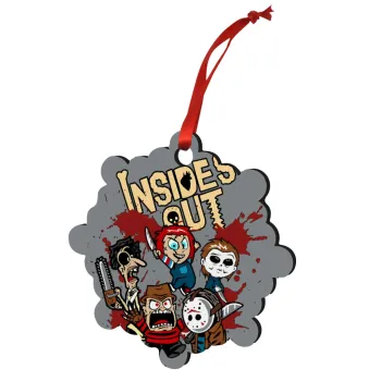 Halloween Inside out, Christmas ornament snowflake wooden 7.5cm