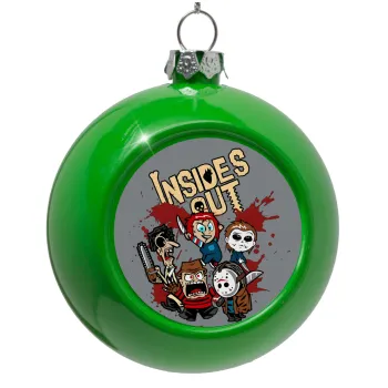 Halloween Inside out, Στολίδι Χριστουγεννιάτικη μπάλα δένδρου Πράσινο 8cm