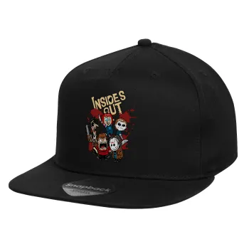 Halloween Inside out, Καπέλο παιδικό Flat Snapback, Μαύρο (100% ΒΑΜΒΑΚΕΡΟ, ΠΑΙΔΙΚΟ, UNISEX, ONE SIZE)