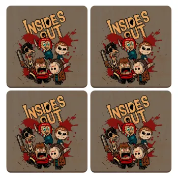 Halloween Inside out, ΣΕΤ x4 Σουβέρ ξύλινα τετράγωνα plywood (9cm)