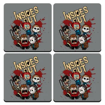 Halloween Inside out, ΣΕΤ 4 Σουβέρ ξύλινα τετράγωνα (9cm)