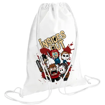 Halloween Inside out, Τσάντα πλάτης πουγκί GYMBAG λευκή (28x40cm)