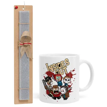 Halloween Inside out, Easter Set, Ceramic Cup (330ml) & Easter aromatic flat candle (30cm) (GRAY)