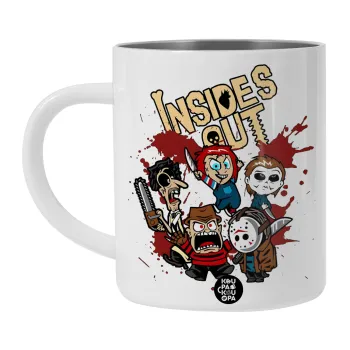 Halloween Inside out, Λευκή Ανοξείδωτη Μεταλλική Κούπα 450ml - Διπλού Τοιχώματος 