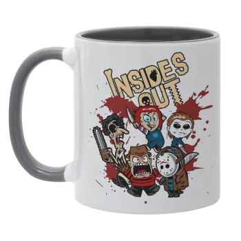 Halloween Inside out, Κούπα χρωματιστή γκρι, κεραμική, 330ml