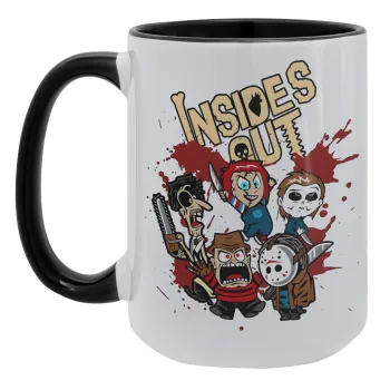 Halloween Inside out, Κούπα Mega 15oz, κεραμική Μαύρη, 450ml