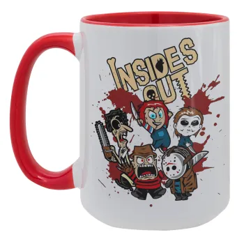 Halloween Inside out, Κούπα Mega 15oz, κεραμική Κόκκινη, 450ml