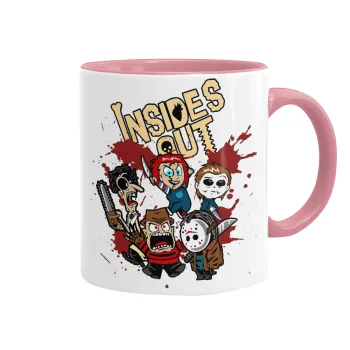 Halloween Inside out, Κούπα χρωματιστή ροζ, κεραμική, 330ml