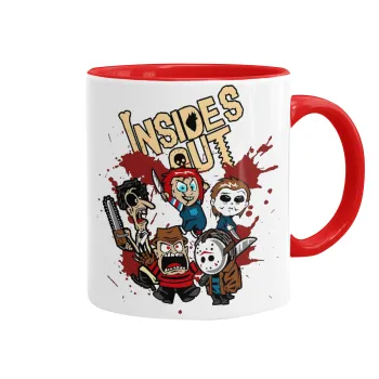 Halloween Inside out, Κούπα χρωματιστή κόκκινη, κεραμική, 330ml