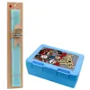 Easter Set, children's snack container BLUE & Easter aromatic flat candle (30cm) (TURQUOISE)