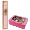 Easter Set, children's snack container PINK & scented flat Easter candle (30cm) (PINK)