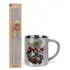 Easter Set, metallic thermal cup (300ml) & Easter aromatic flat candle (30cm) (GRAY)