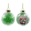 Transparent Christmas tree ball ornament with green filling 8cm