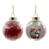 Transparent Christmas tree ball ornament with red filling 8cm