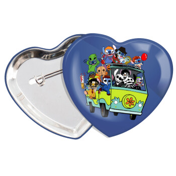 Stitch Halloween scooby car, Κονκάρδα παραμάνα καρδιά (57x52mm)