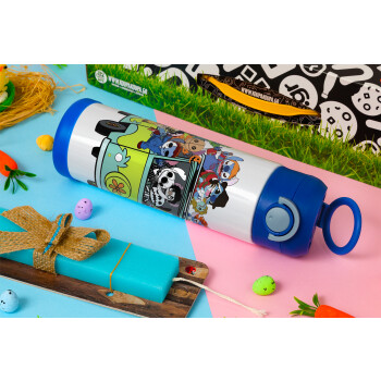 Stitch Halloween scooby car, Easter candle, Childrens hot water bottle, stainless steel, with safety straw, BLUE (500ml)