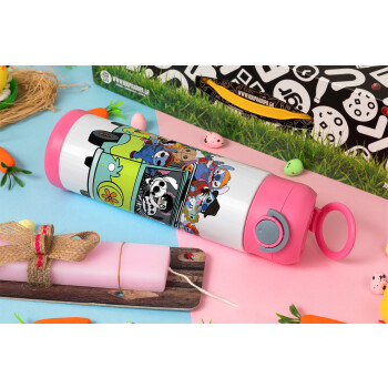 Stitch Halloween scooby car, Easter candle, Childrens hot water bottle, stainless steel, with safety straw, PINK (500ml)