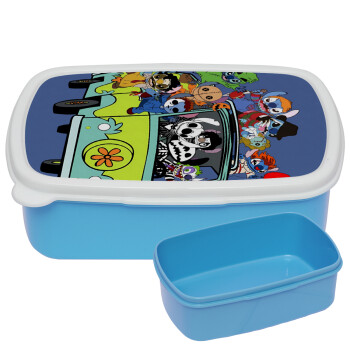 Stitch Halloween scooby car, ΜΠΛΕ παιδικό δοχείο φαγητού (lunchbox) πλαστικό (BPA-FREE) Lunch Βox M18 x Π13 x Υ6cm