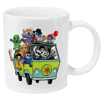 Stitch Halloween scooby car, Κούπα Giga, κεραμική, 590ml