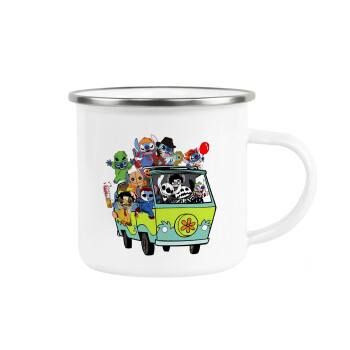 Stitch Halloween scooby car, Metallic enamel cup white 360ml