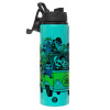 Metallic water bottle with safety lid, 850ml aluminum