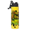 Metallic water bottle with safety lid, 850ml aluminum
