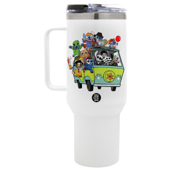 Stitch Halloween scooby car, Mega Stainless steel Tumbler with lid, double wall 1,2L
