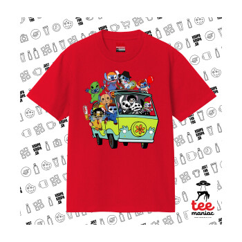 Stitch Halloween scooby car, Κλασικό T-Shirt, διπλής ραφής, χωρίς πλευρικές ραφές ΚΟΚΚΙΝΟ από 100% βαμβάκι. Vegan & OEKO-TEX πιστοποιημένο.