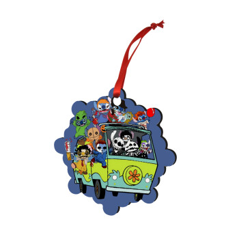 Stitch Halloween scooby car, Στολίδι Χριστουγεννιάτικο στολίδι snowflake ξύλινο 7.5cm