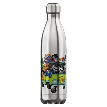 Stitch Halloween scooby car, Μεταλλικό παγούρι θερμός Inox (Stainless steel), διπλού τοιχώματος, 750ml