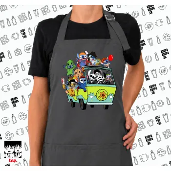 Stitch Halloween scooby car, Ποδιά μακριά Σεφ ολόσωμη με τσέπες GREY (ΕΝΗΛΙΚΩΝ)