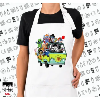 Stitch Halloween scooby car, Ποδιά μακριά Σεφ ολόσωμη με τσέπες white (ΕΝΗΛΙΚΩΝ)