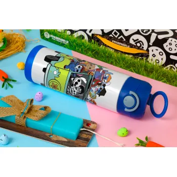 Stitch Halloween scooby car, Πασχαλινή Λαμπάδα με Παιδικό παγούρι θερμό, ανοξείδωτο, με καλαμάκι ασφαλείας, ΜΠΛΕ (500ml)